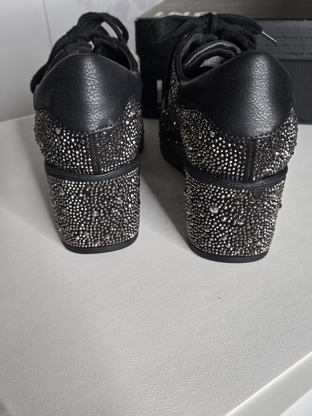 NWT INC Embellished Black Women's Lace-Up Sneakers WOMENS SIZE 8 - Picture 3 of 10